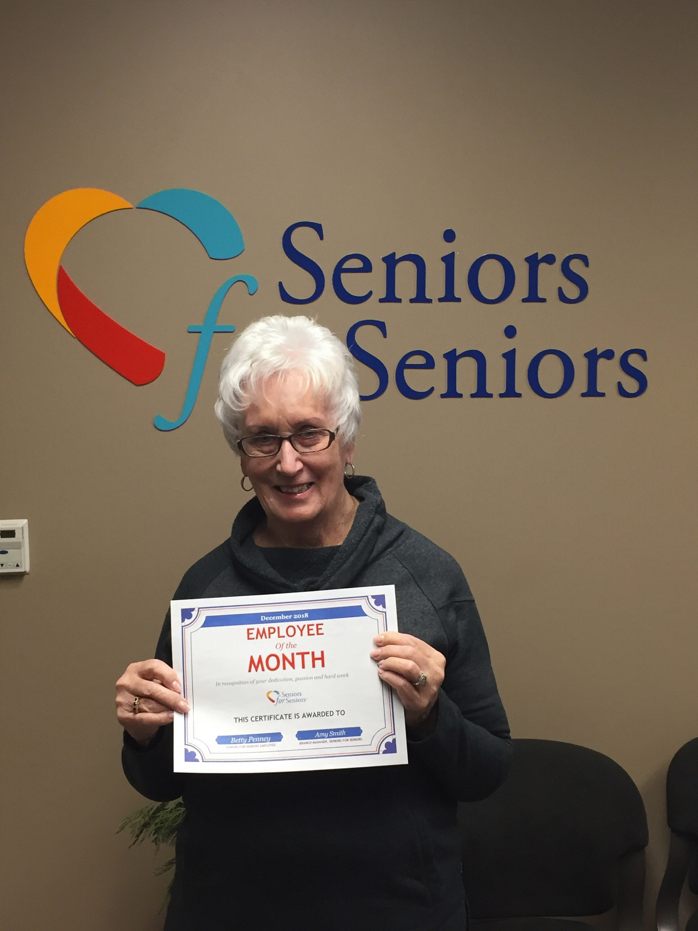 Image: Betty is our December Employee of the Month!